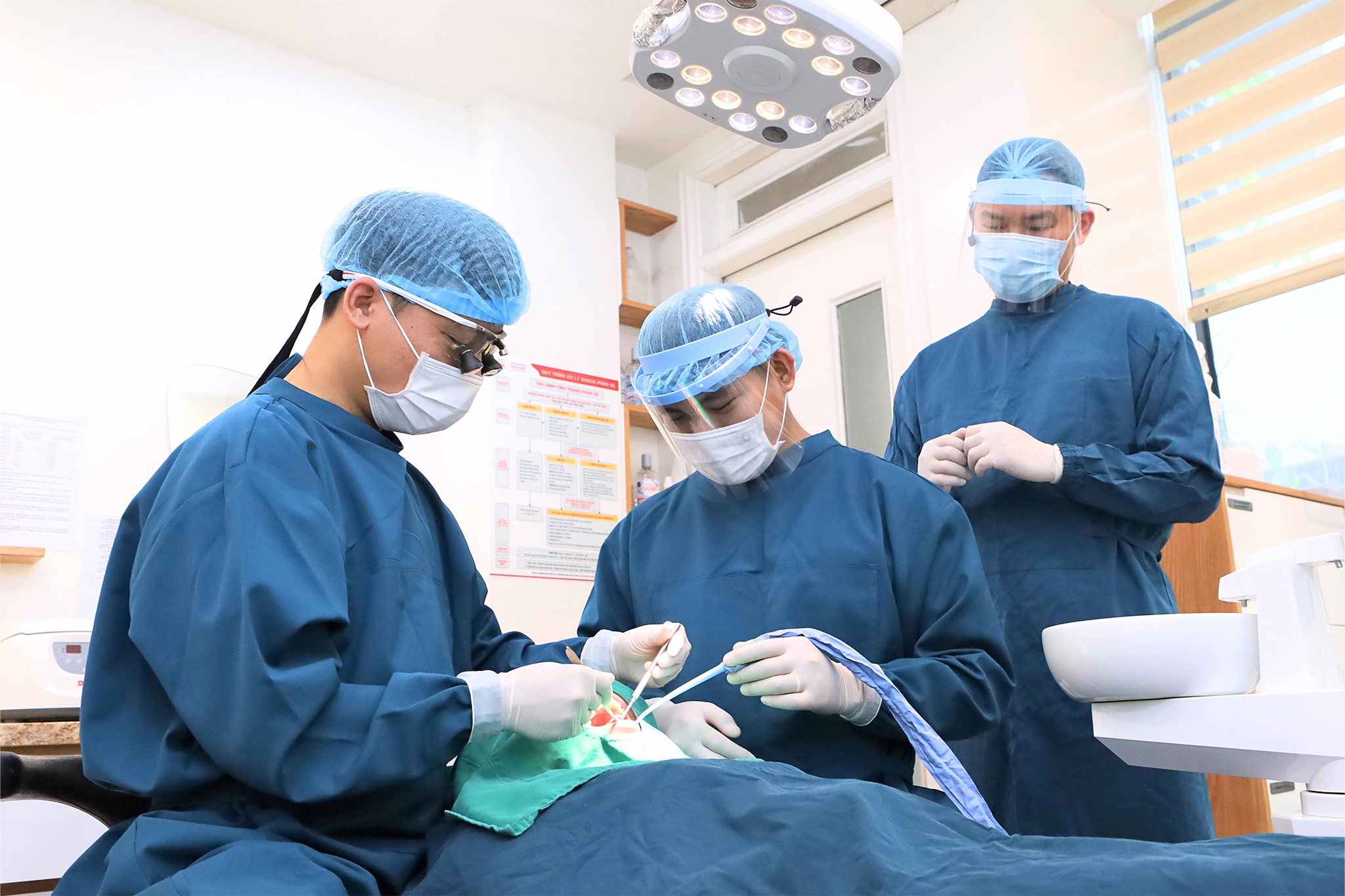 Anesthetize and treat the injured area.